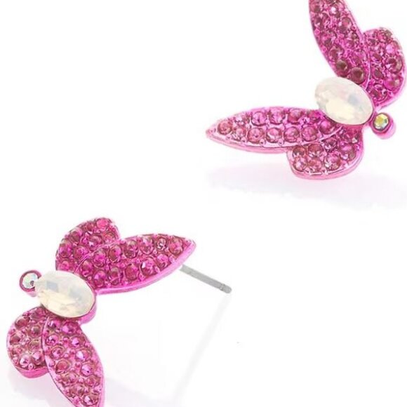 NWT Betsey Johnson Garden Glam Butterfly Stud Fushia Earrings - Picture 4 of 5